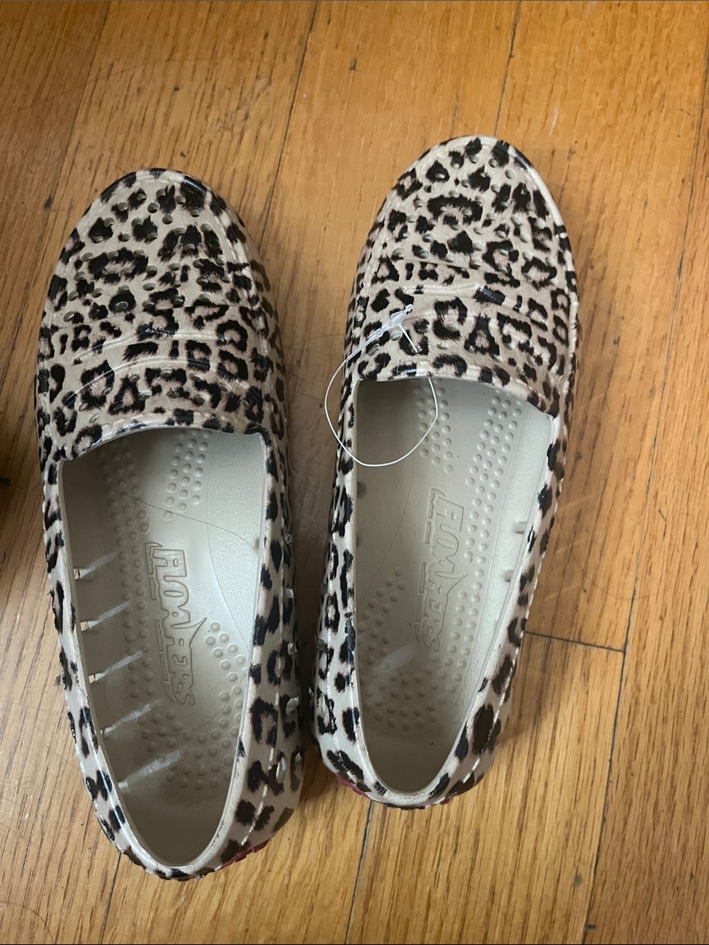 Leopard Print Slip-On Loafers for Women - Beige/Black